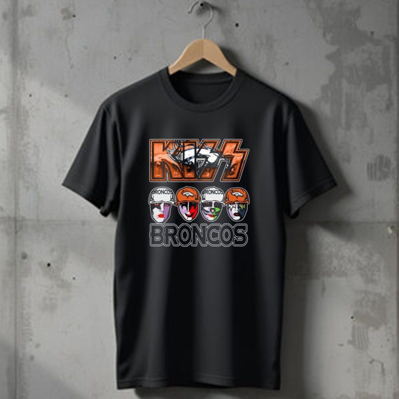 Kiss Denver Broncos Football Helmet Band Makeup T Shirt 1 T Shirt 1