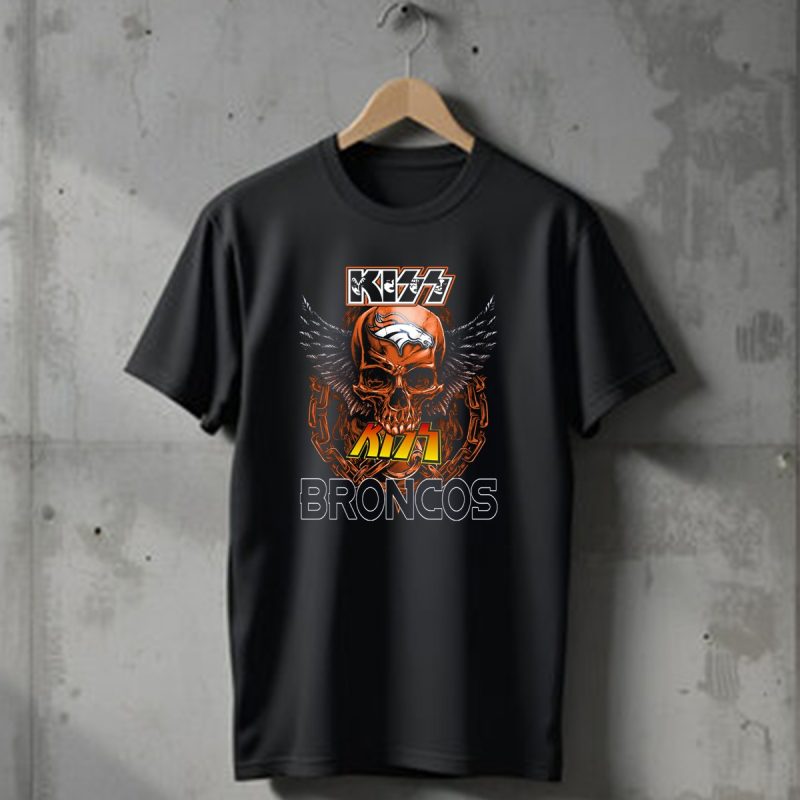 Kiss Denver Broncos Skull With Wings And Chains T Shirt 1 T Shirt 1