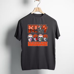 Kiss Faces Cleveland Browns Retro Logo Fusion T-Shirt