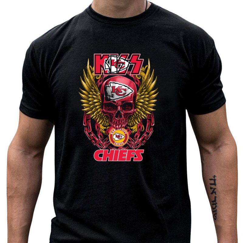 Kiss Kansas City Chiefs Winged Skull And Chains T Shirt T Shirt 1 1