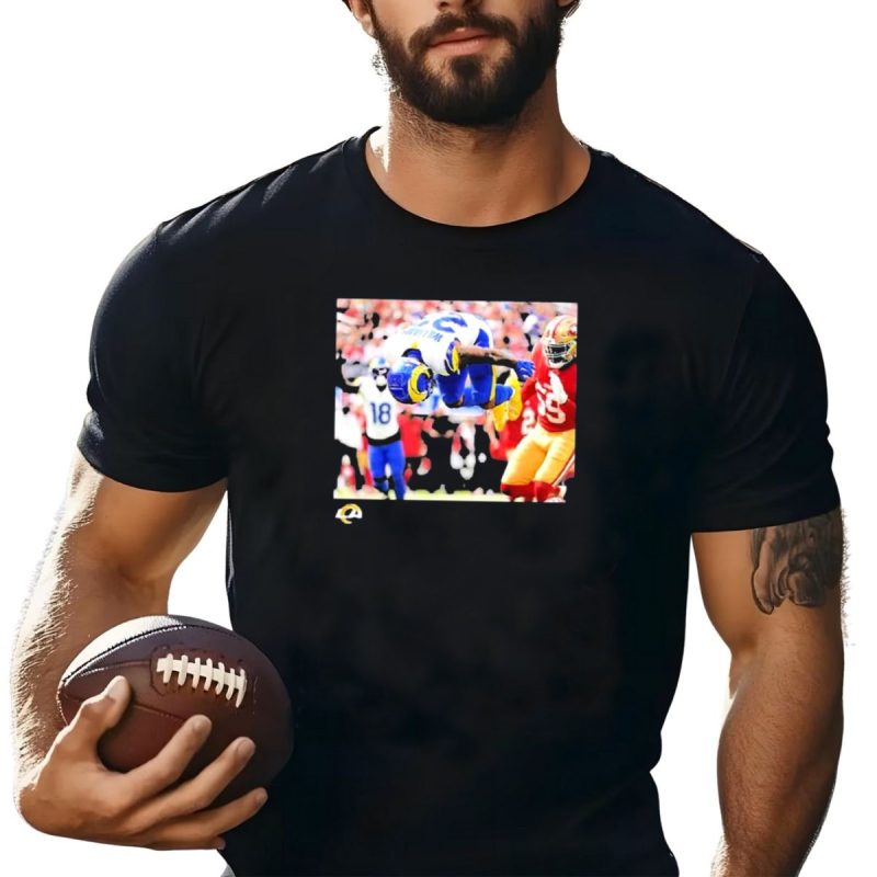 Kyren Williams Los Angeles Rams Action Jump Vs 49Ers Week 3 T Shirt T Shirt 1
