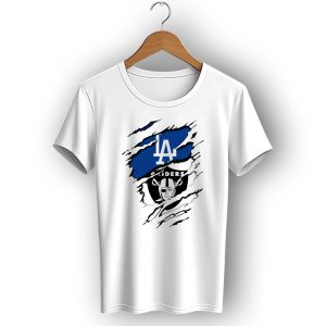La Dodgers Raiders Dual Logo Crossover T-Shirt