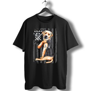 Labrador Retriever I Love Mom With Raiders Shield T-Shirt