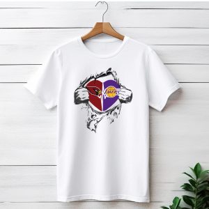 Lakers Arizona Cardinals Heart Torn Chest Logo Fusion T-Shirt