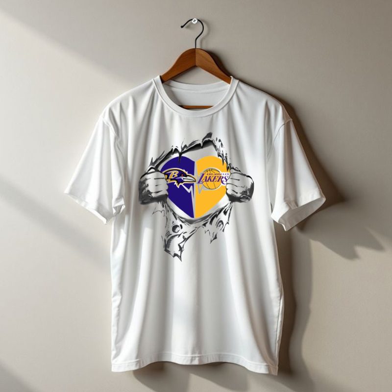 Lakers Baltimore Ravens Heart In My Hands T Shirt 1 T Shirt 1