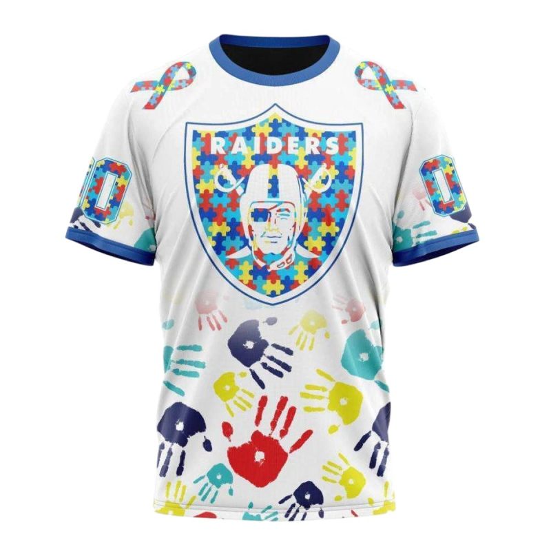 Las Vegas Raiders Autism Awareness Hands Aop T Shirt 1