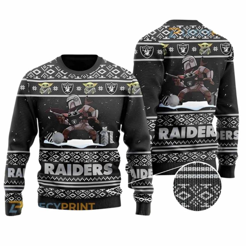 Las Vegas Raiders Baby Yoda Boba Fett The Mandalorian Ugly Sweater 1