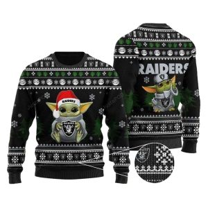 Las Vegas Raiders Baby Yoda Santa Claus Funny Ugly Sweater