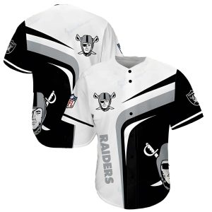 Las Vegas Raiders Big Logo White And Black Baseball Jersey