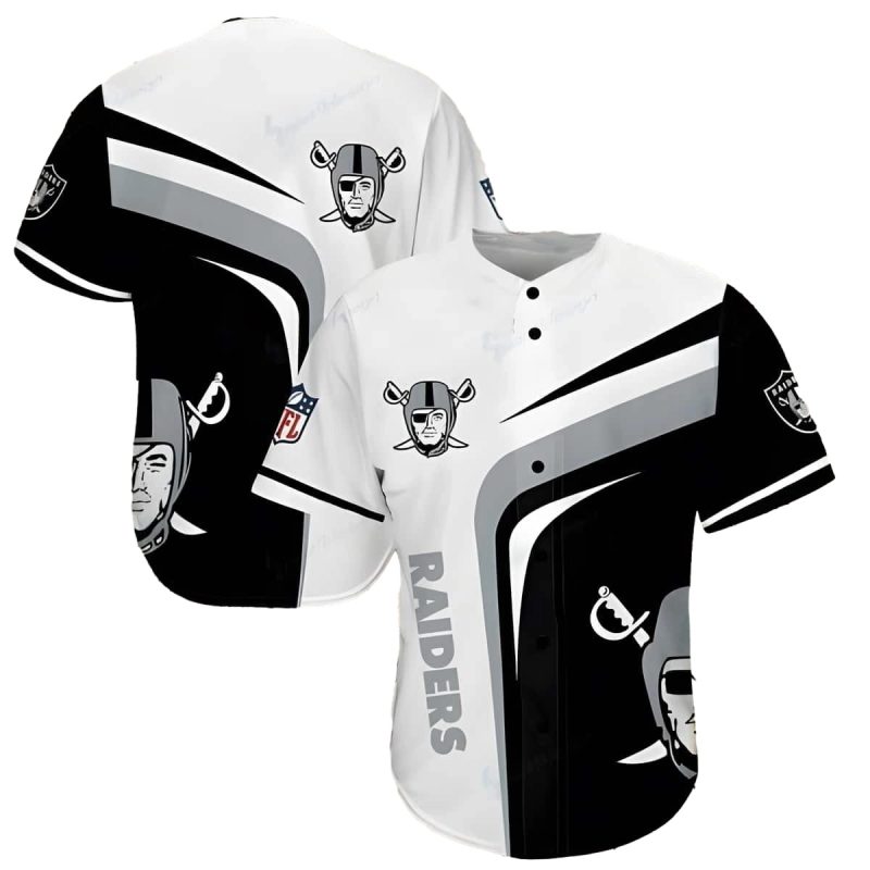 Las Vegas Raiders Big Logo White And Black Baseball Jersey 1