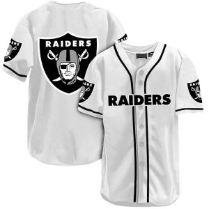 Las Vegas Raiders Big Logo White Pattern Baseball Jersey