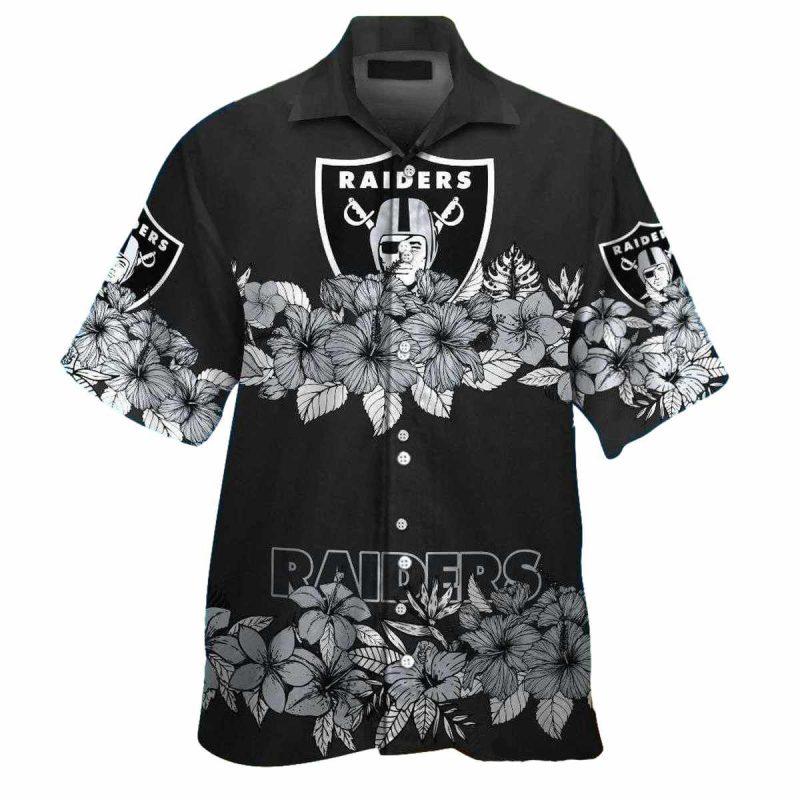 Las Vegas Raiders Black And White Floral Elegant Hawaiian Shirt 1