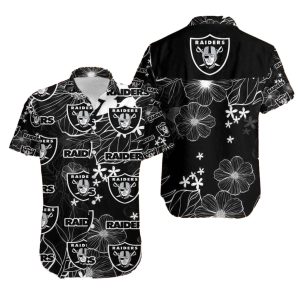 Las Vegas Raiders Black Floral Summer Hawaiian Shirt