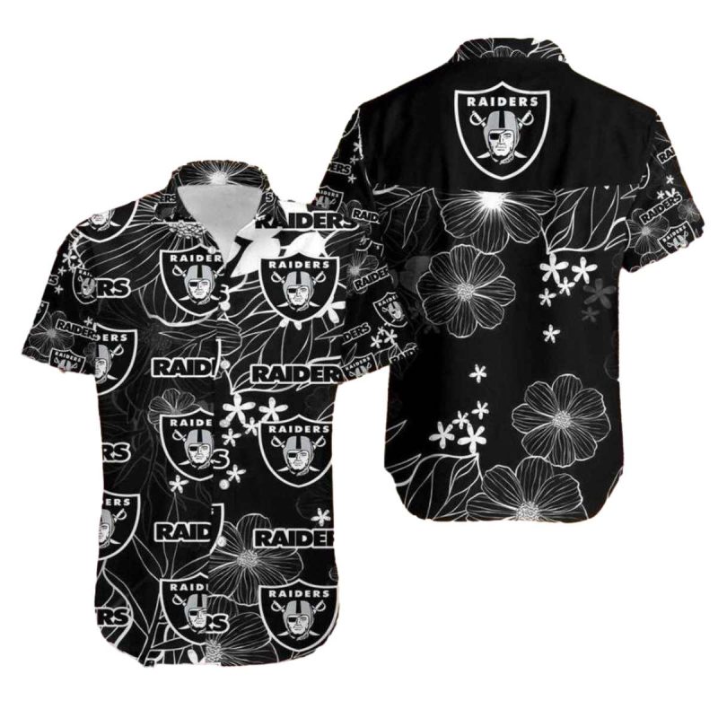 Las Vegas Raiders Black Floral Summer Hawaiian Shirt 1