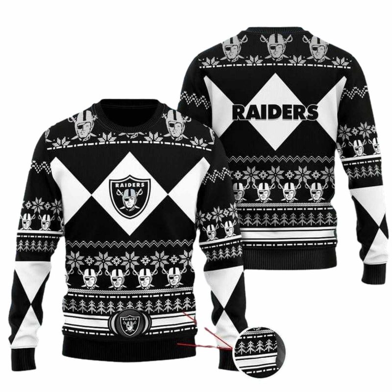 Las Vegas Raiders Black White Christmas Ugly Sweater 1