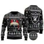 Las Vegas Raiders Black Wing Skull Ugly Christmas Sweater