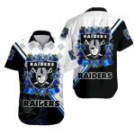 Las Vegas Raiders Blue Roses And Bold Black White Hawaiian Shirt