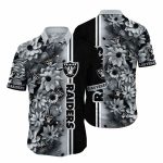 Las Vegas Raiders Bold Stripe Floral Hawaiian Shirt