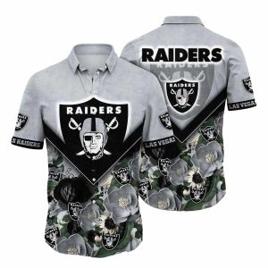 Las Vegas Raiders Botanical Night Hawaiian Shirt