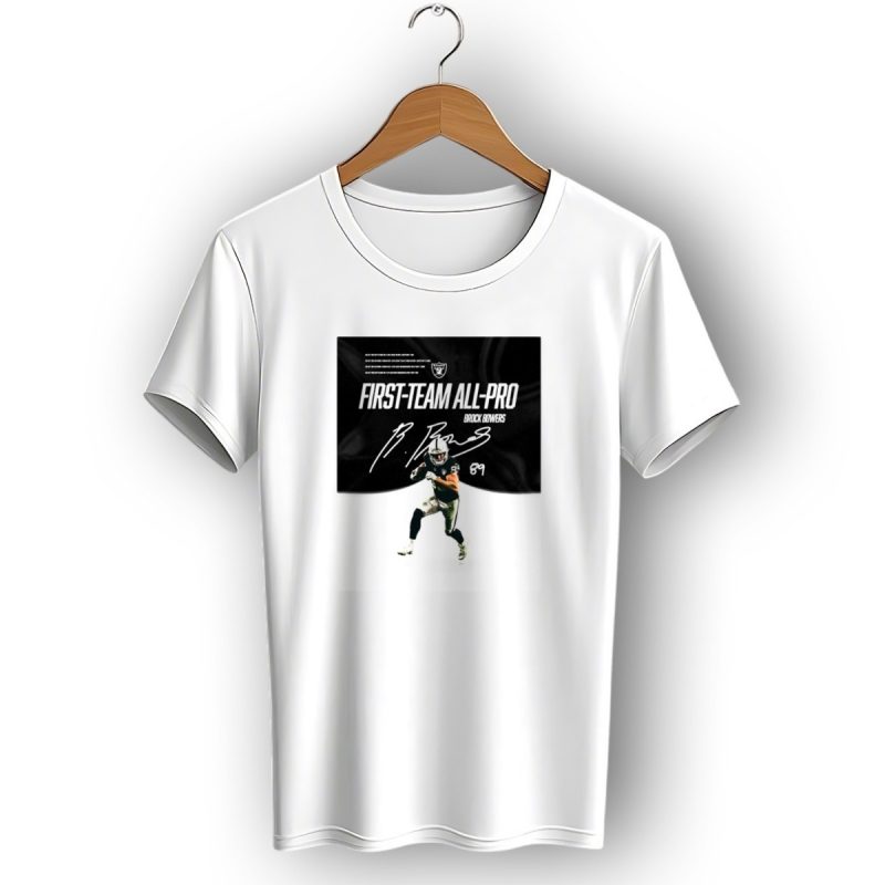 Las Vegas Raiders Brock Bowers First Team All Pro Signature 89 Nfl Rookie Record Receptions T Shirt 1 T Shirt 1