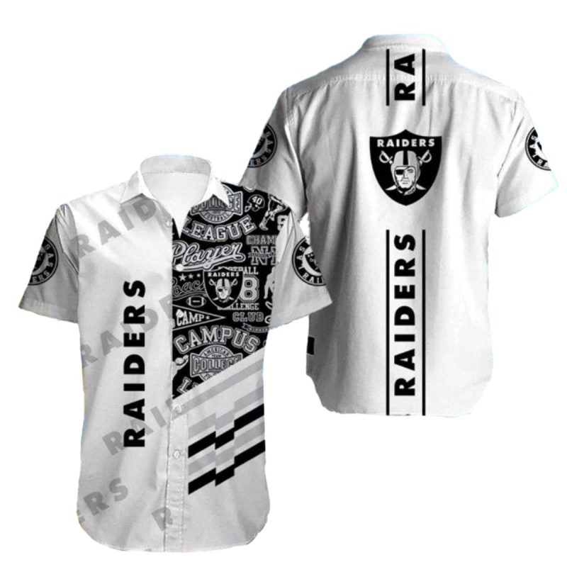 Las Vegas Raiders Campus White Hawaiian Shirt 1