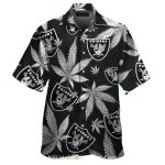Las Vegas Raiders Cannabis Leaves And Team Logos Hawaiian Shirt