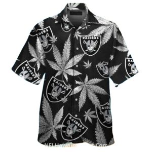 Las Vegas Raiders Cannabis Leaves And Team Logos Hawaiian Shirt