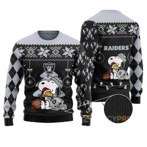 Las Vegas Raiders Charlie Brown Peanuts Snoopy Santa Claus Ugly Sweater