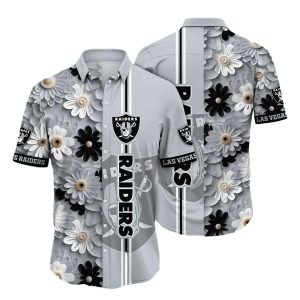 Las Vegas Raiders Chic Floral Elegance Hawaiian Shirt