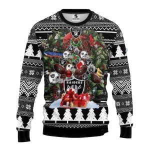 Las Vegas Raiders Christmas Tree Ugly Sweater