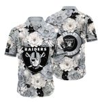 Las Vegas Raiders Chrysanthemum White And Gray Hawaiian Shirt