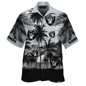 Las Vegas Raiders Coconut Island Shadow Hawaiian Shirt