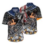 Las Vegas Raiders Cool Mickey And Us Flag Tropical Hawaiian Shirt