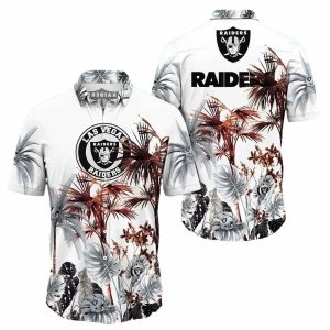 Las Vegas Raiders Desert Sunset Palms Leaves Hawaiian Shirt