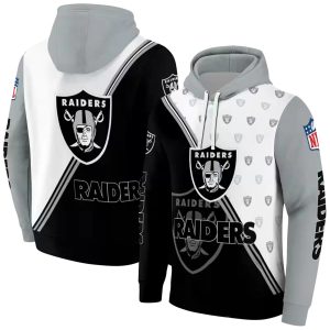 Las Vegas Raiders Diagonal Stripe Black White AOP Hoodie