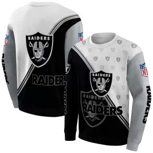 Las Vegas Raiders Diagonal Stripe Black White AOP Sweatshirt