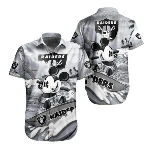 Las Vegas Raiders Disney Mickey Mouse Surfing Hawaiian Shirt