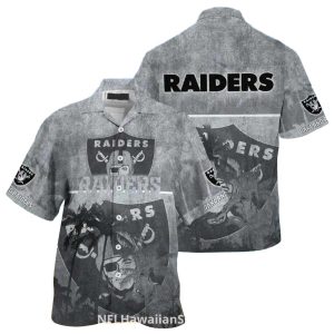 Las Vegas Raiders Distressed Shield Hawaiian Shirt