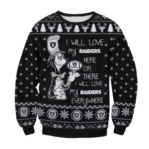 Las Vegas Raiders Dr Seuss I Will Love My Raiders Everywhere For Ugly Christmas Sweater