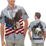 Las Vegas Raiders Eagle And American Flag Hawaiian Shirt