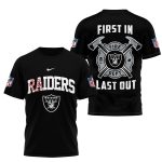 Las Vegas Raiders Fire Dept First In Last Out AOP T-Shirt