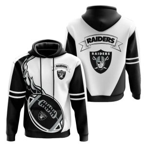 Las Vegas Raiders Flame Balls Graphic Gift For Fans Black And White AOP Hoodie