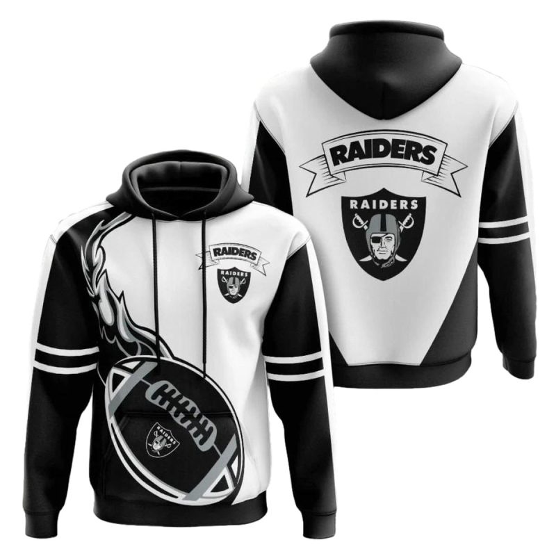 Las Vegas Raiders Flame Balls Graphic Gift For Fans Black And White Aop Hoodie 1