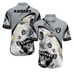 Las Vegas Raiders Floral Gold Accent Hawaiian Shirt
