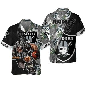 Las Vegas Raiders Football Beast Palm Leaves Hawaiian Shirt
