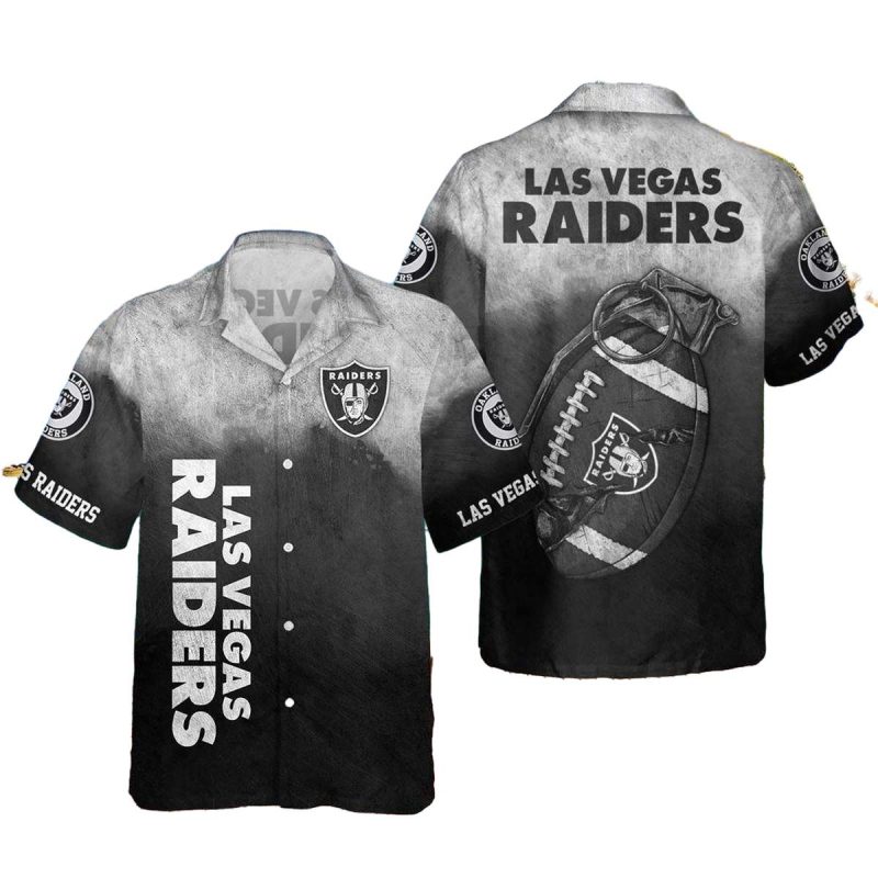Las Vegas Raiders Gernade And Logo Retro Hawaiian Shirt 1