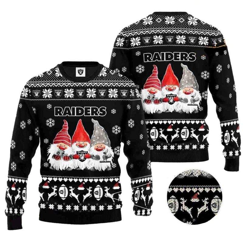 Las Vegas Raiders Gnome Noel Christmas Ugly Sweater 1