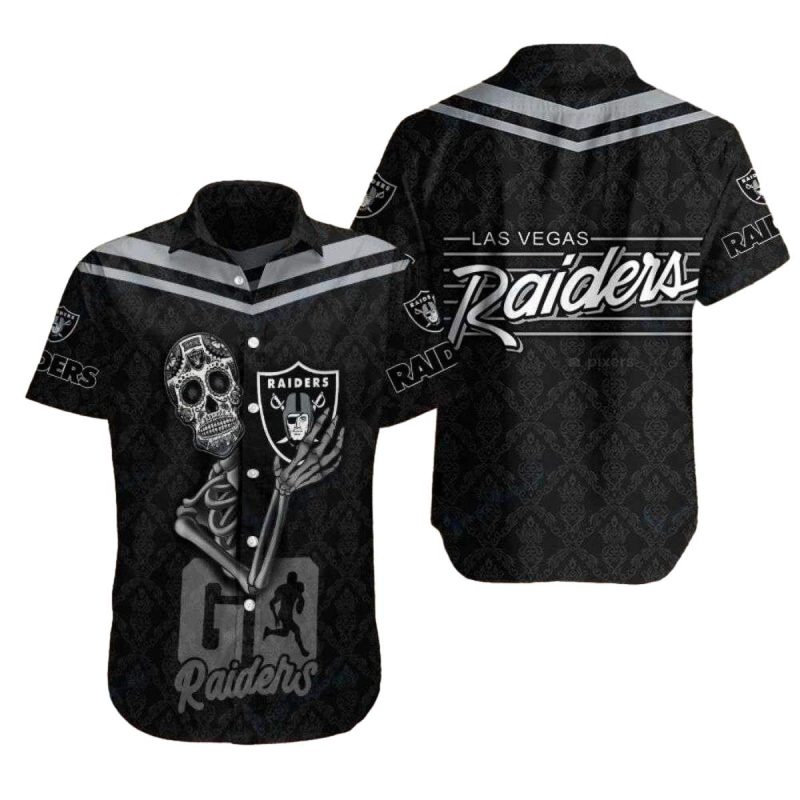 Las Vegas Raiders Go Raider Sugar Skull Hawaiian Shirt 1