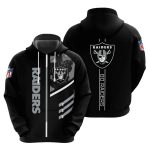 Las Vegas Raiders Go Raiders 3 Lines Graphic Gift For Fans Black AOP Hoodie