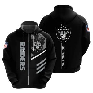 Las Vegas Raiders Go Raiders 3 Lines Graphic Gift For Fans Black AOP Hoodie